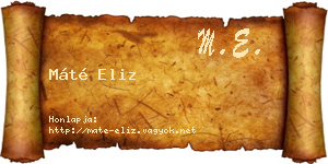 Máté Eliz névjegykártya